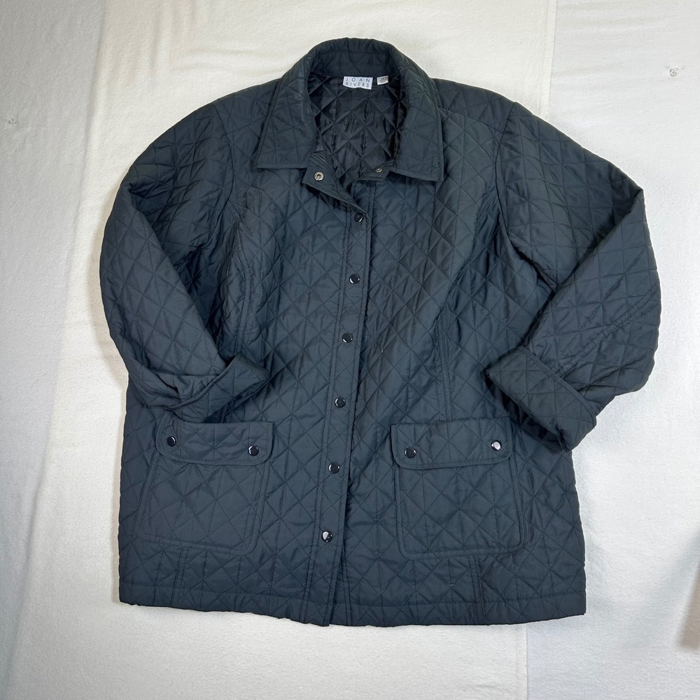 Joan Rivers Quilted Barn Jacket‎ Women's 3X Dark Gray Snap Front Pockets